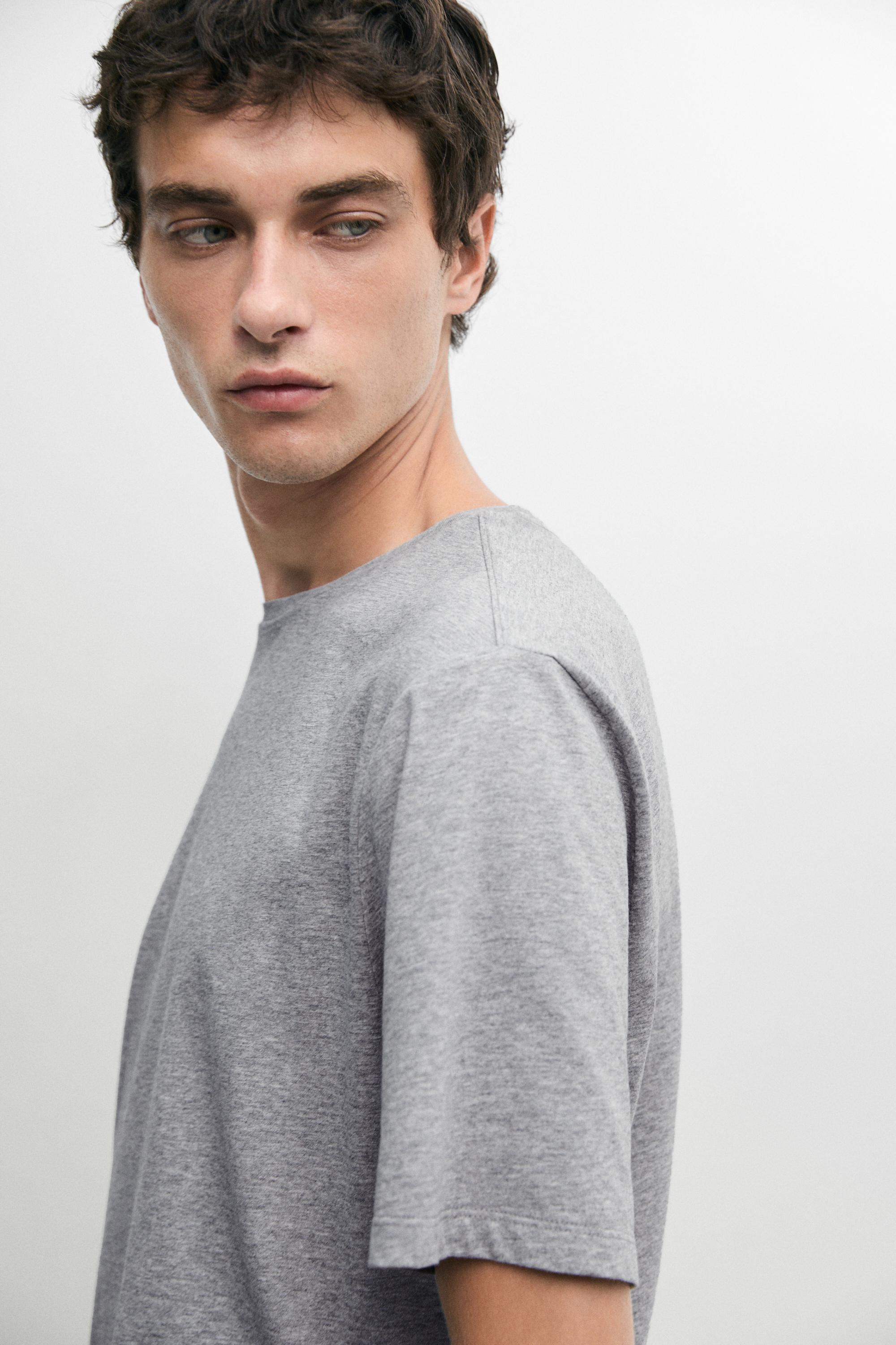Short sleeve melange cotton T-shirt